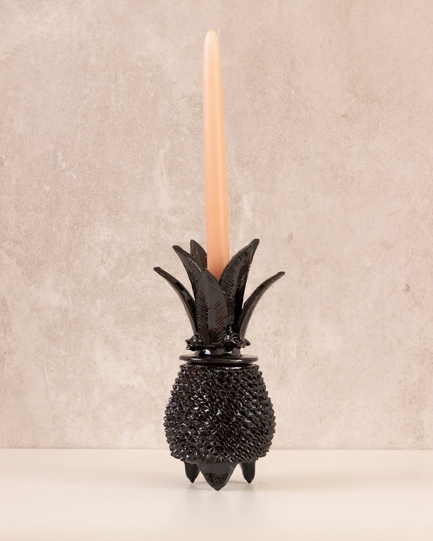 Black Enameled Pineapple Candle holder
