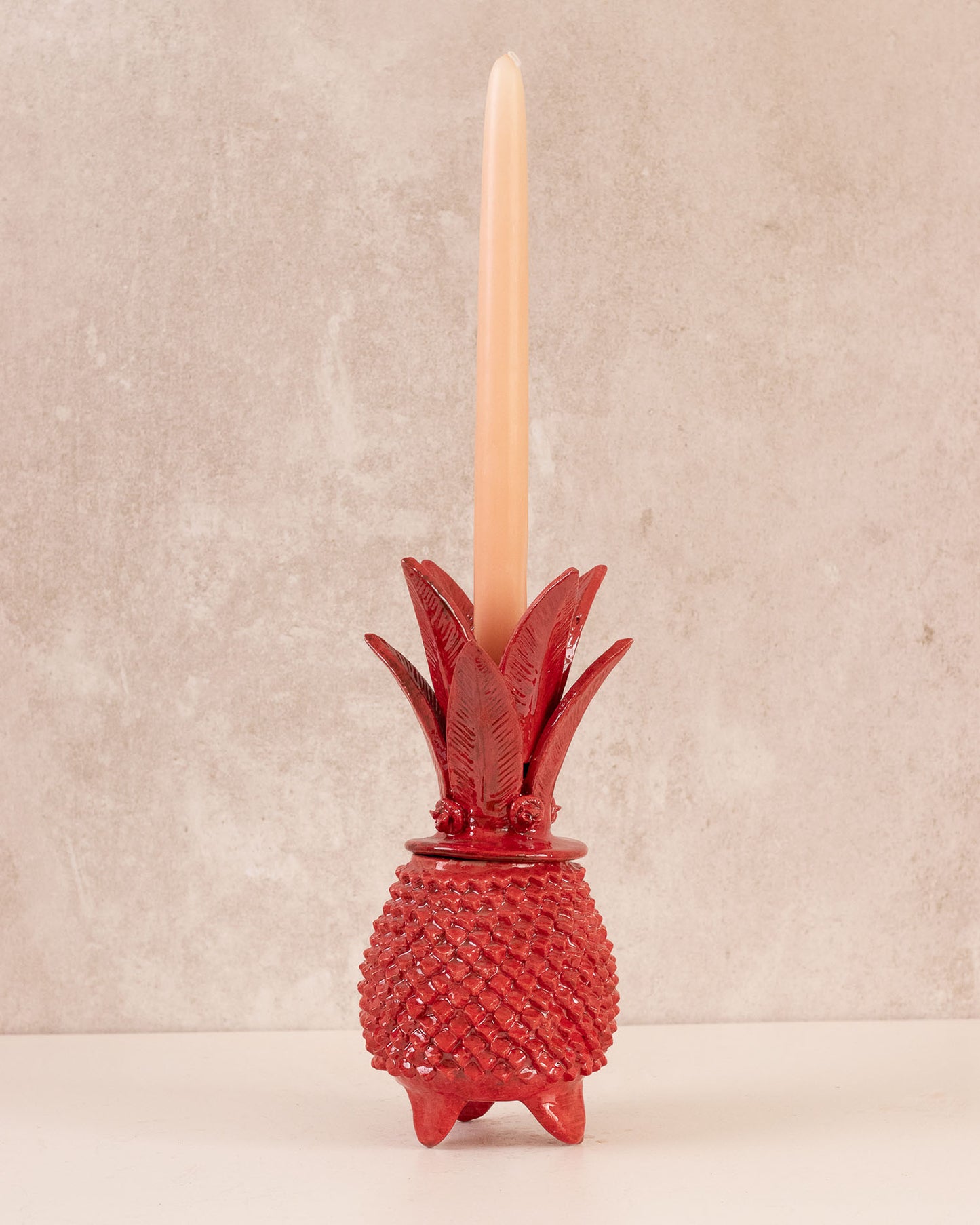 Portavela Piña vidreada roja