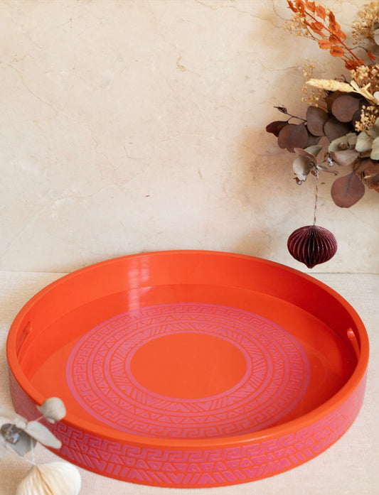 Red Round Tray