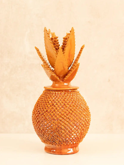 Piña "Pellizco" amarilla con penacho de agave 40 cm