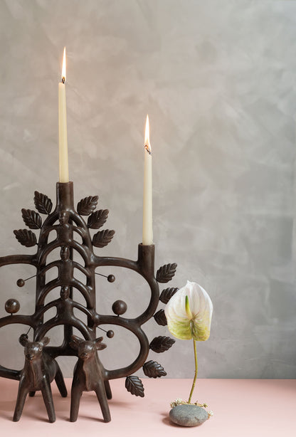 Burnished Clay Brown Earth Candlestick