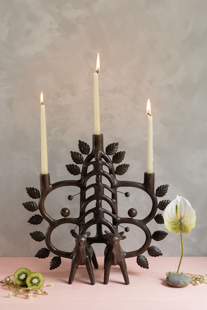 Burnished Clay Brown Earth Candlestick