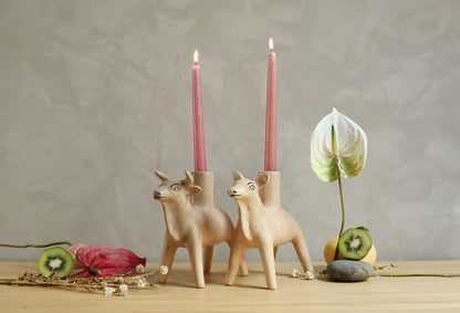 Simple Cow Candle Holder in Pearl White Burnished Clay