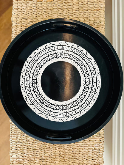 Black and white Round Tray