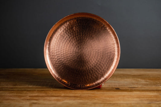 Copper round Serving plate glossy finish