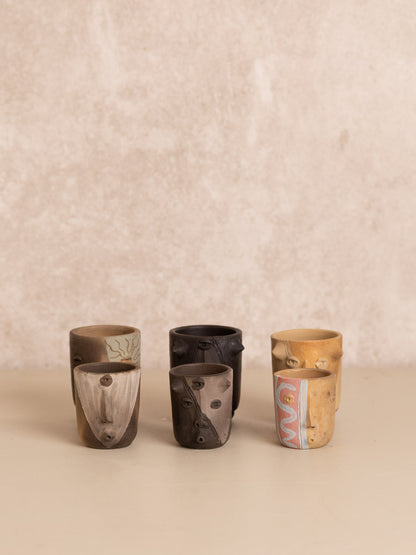Vasito Barro diseño caras