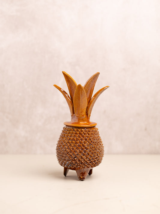 Portavela Piña vidreada amarilla