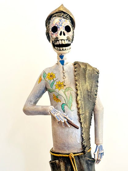 Cantinflas Catrina handmade with clay ceramic