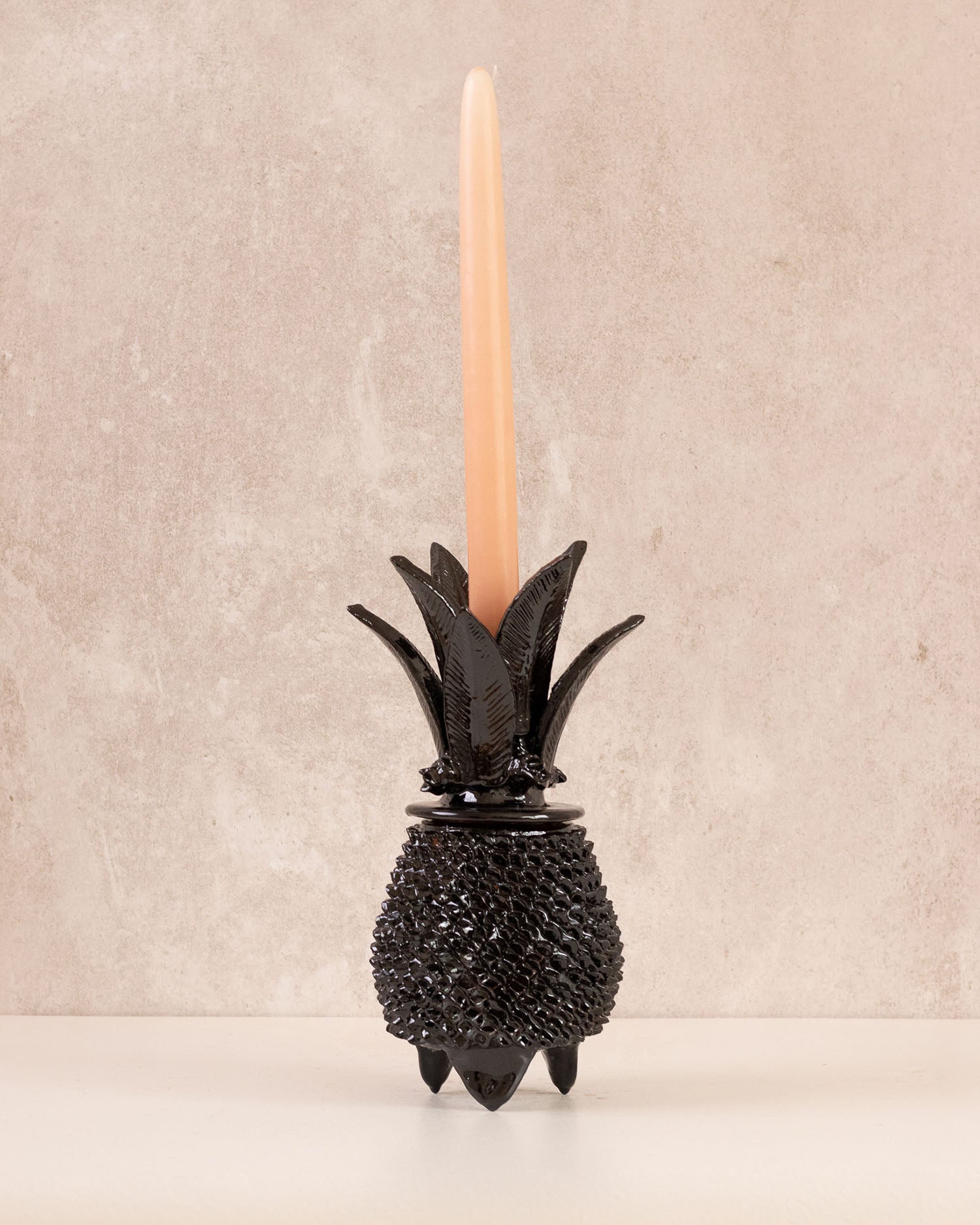 Portavela Piña vidreada negra – Artesano Casa