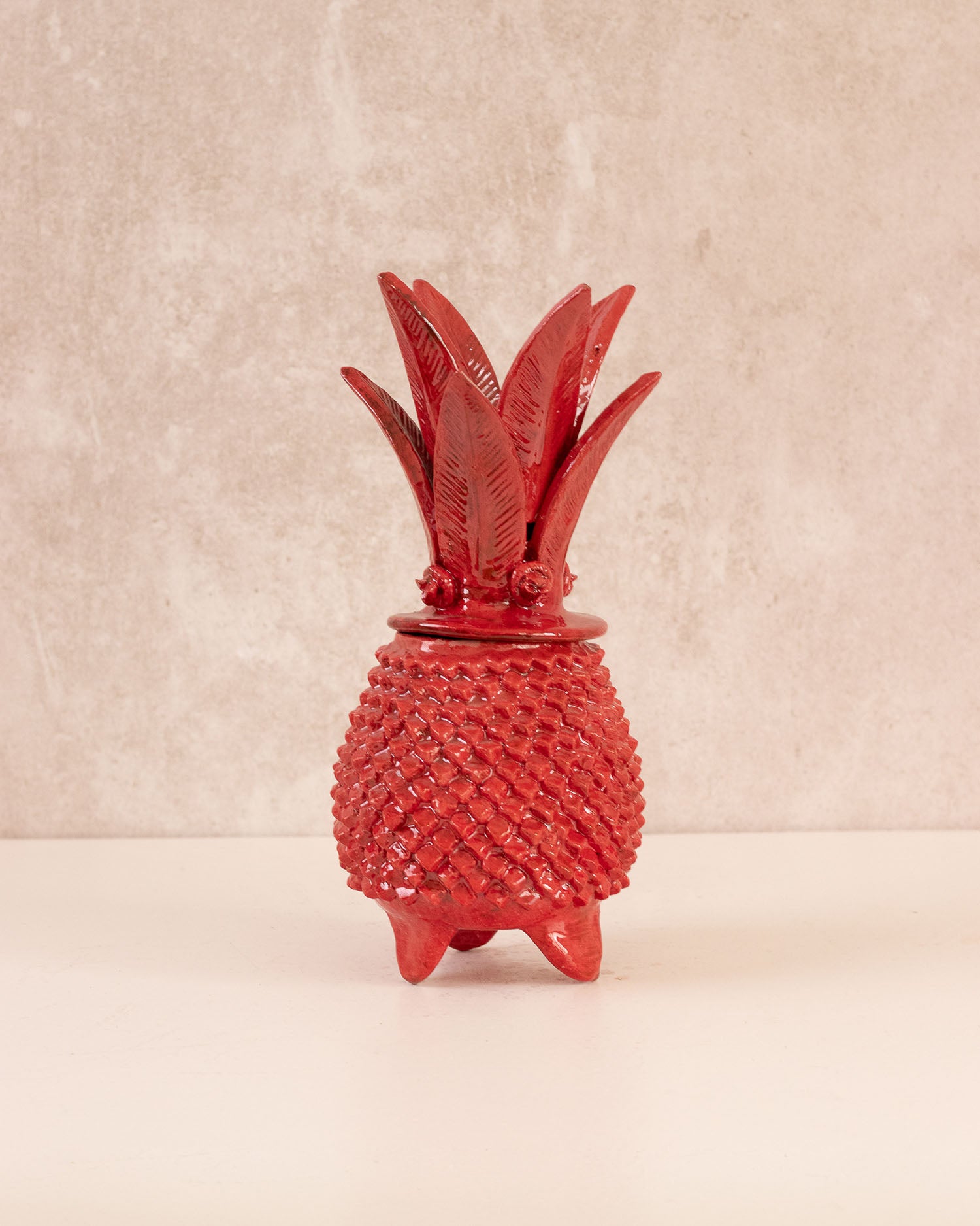 Portavela Piña vidreada roja – Artesano Casa