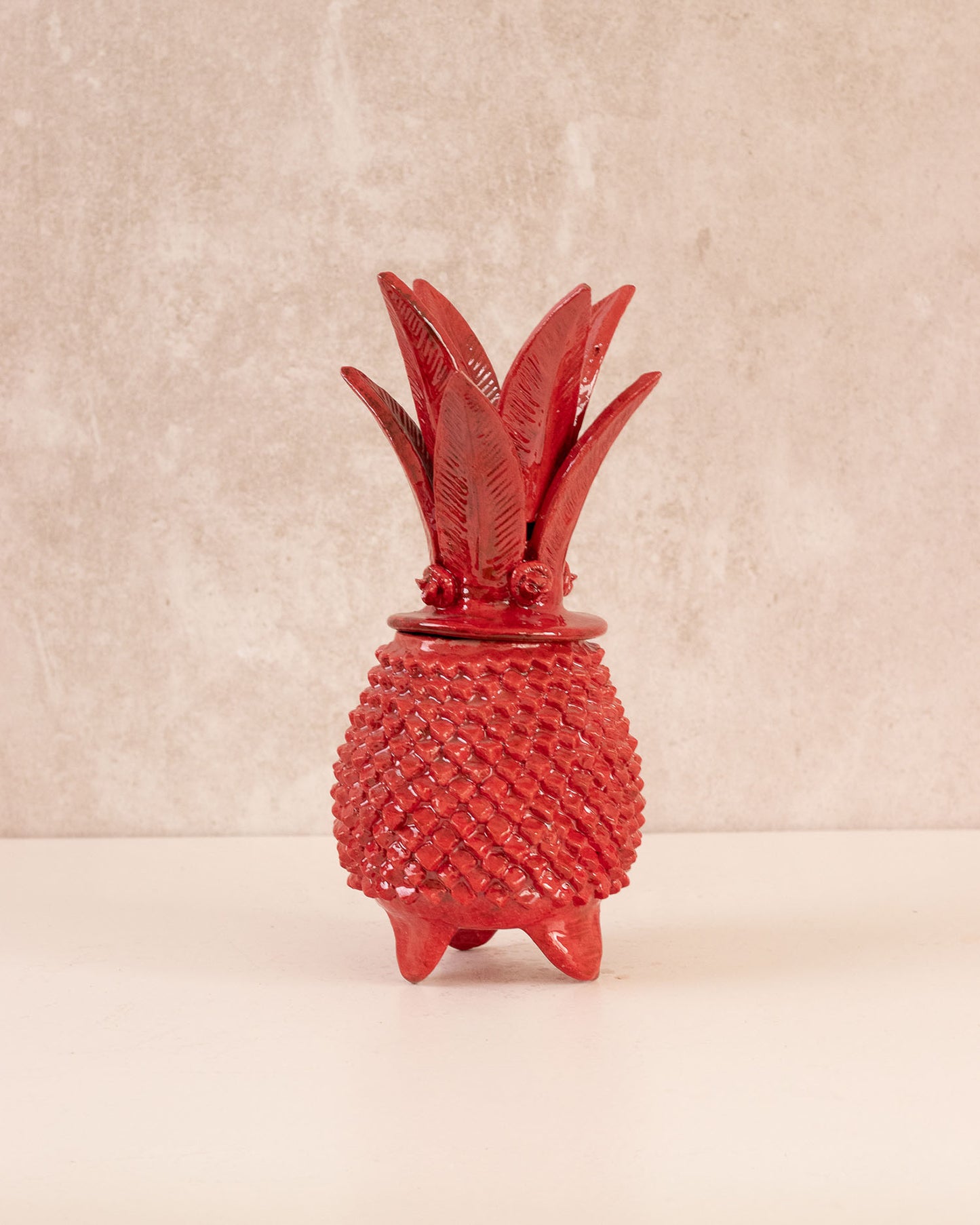 Portavela Piña vidreada roja