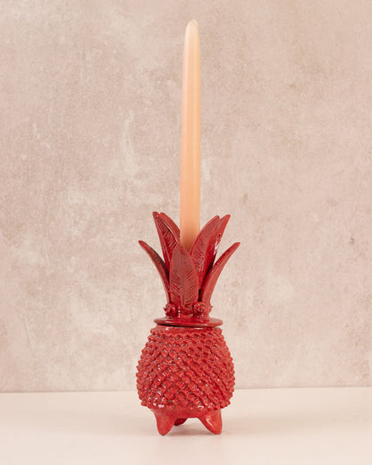 Portavela Piña vidreada roja