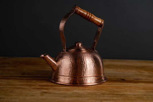 Copper Teapot with wooden handle and matte finish