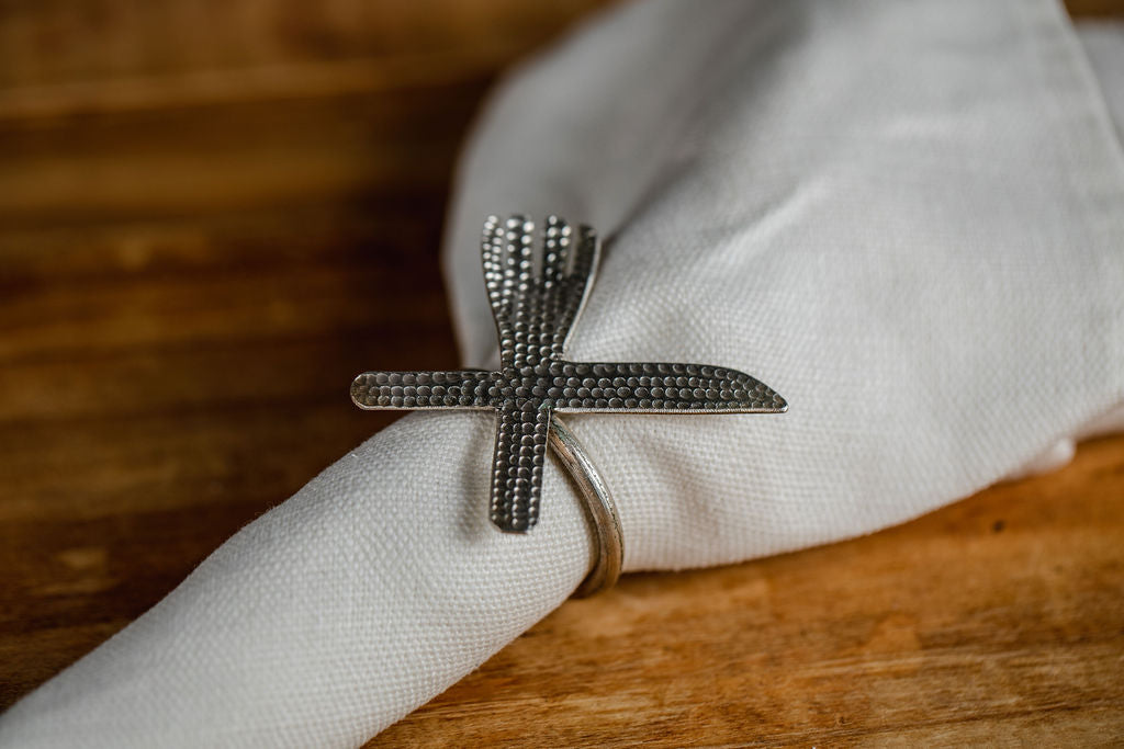 Servilleteros de Cobre Martillado con baño de plata Diseño de cubiertos