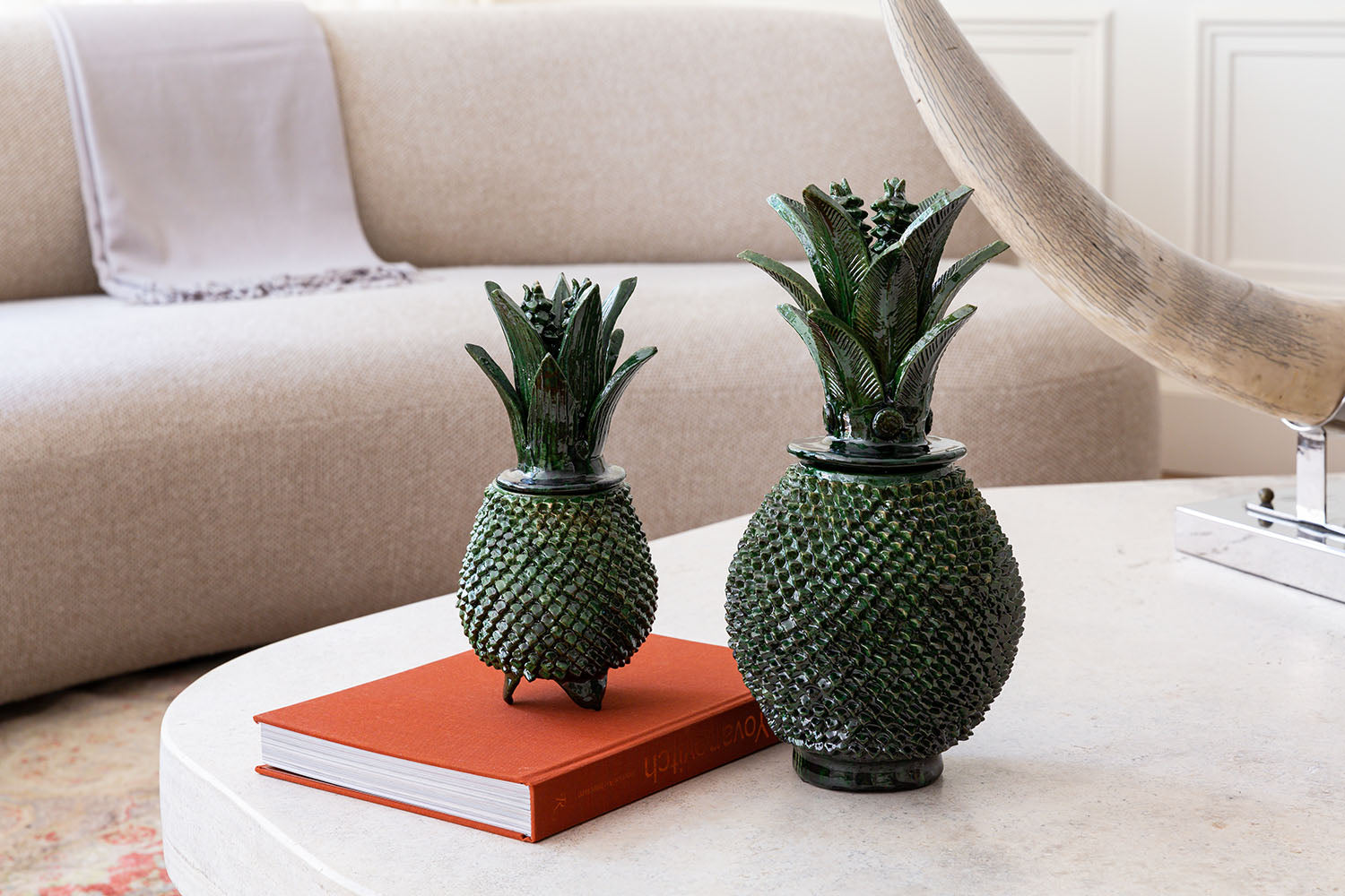 Piña de Barro vidriado color verde 40 – Artesano Casa