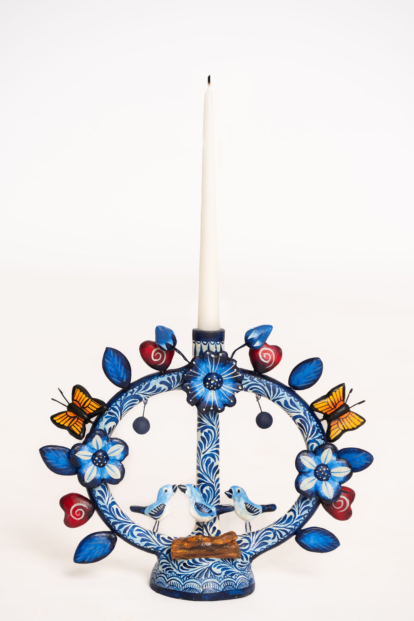 Blue Flowers Candleholder (1 candle)