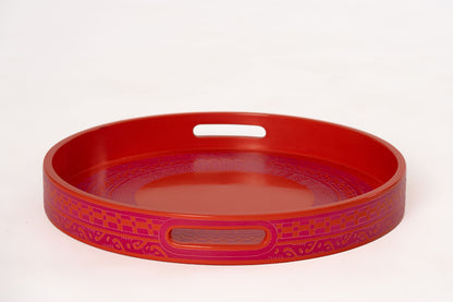 Red Round Tray