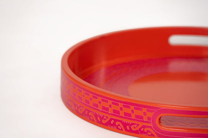 Red Round Tray