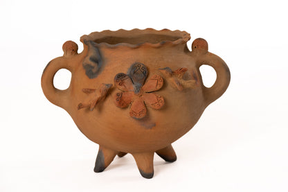 Clay Pot flower and bird design