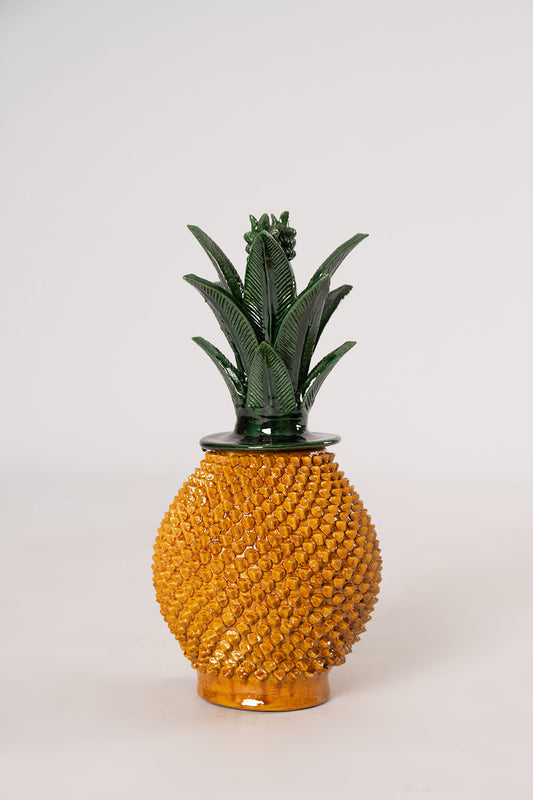 Yellow enameled pineapple "pinch" design with green leaves 40