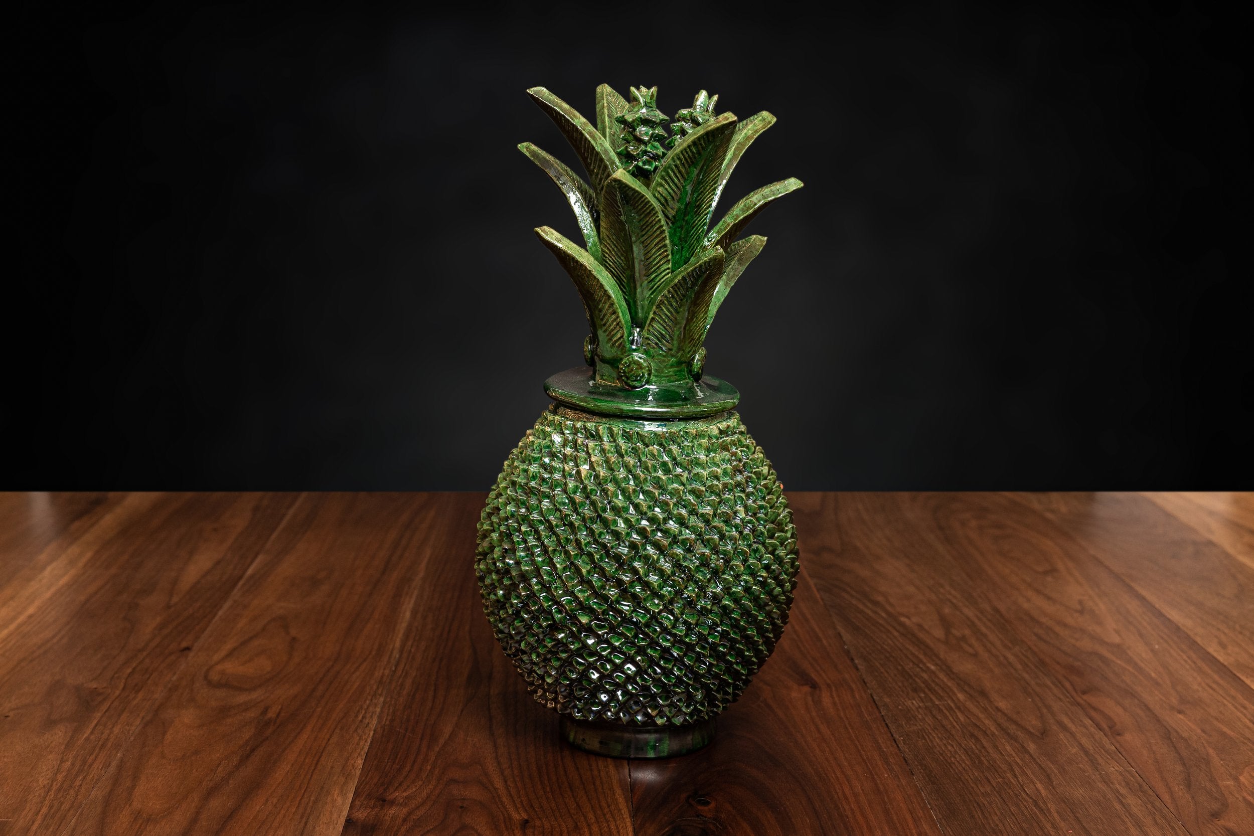 Piña de Barro vidriado color verde 40 – Artesano Casa