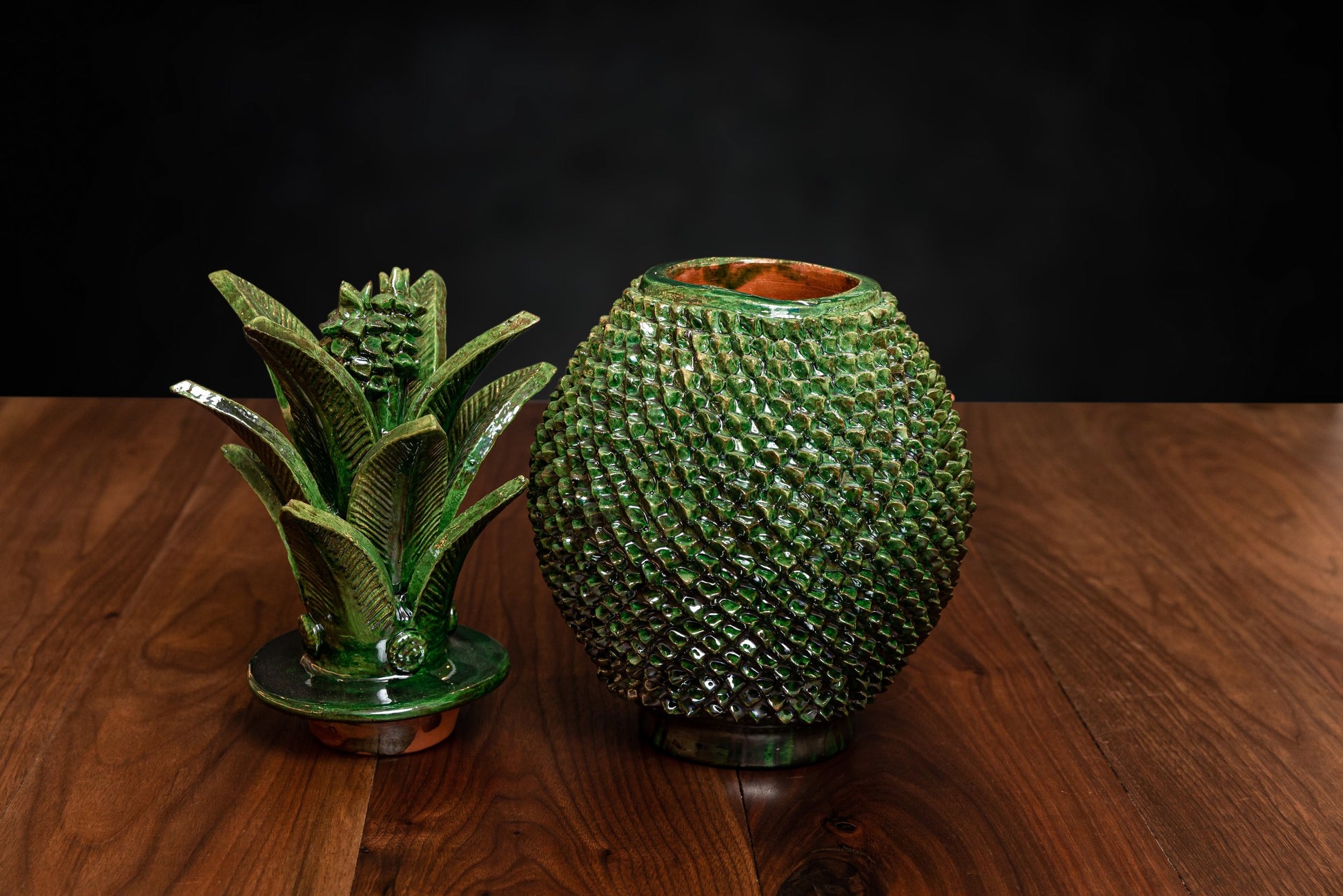 Piña de Barro vidriado color verde 40 – Artesano Casa