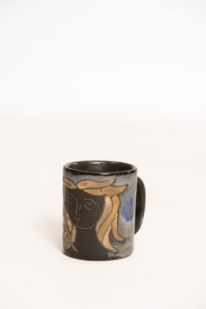 Blue and yellow Mug Woman design