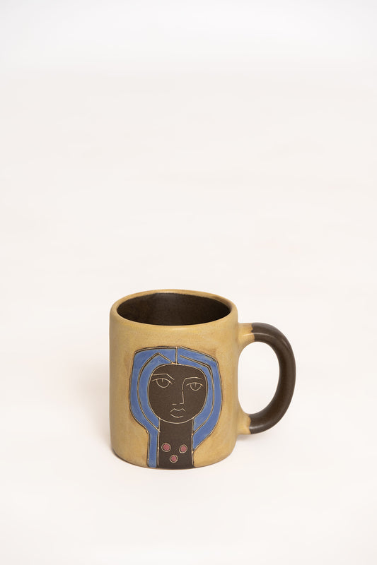 Taza azul mujer turbante