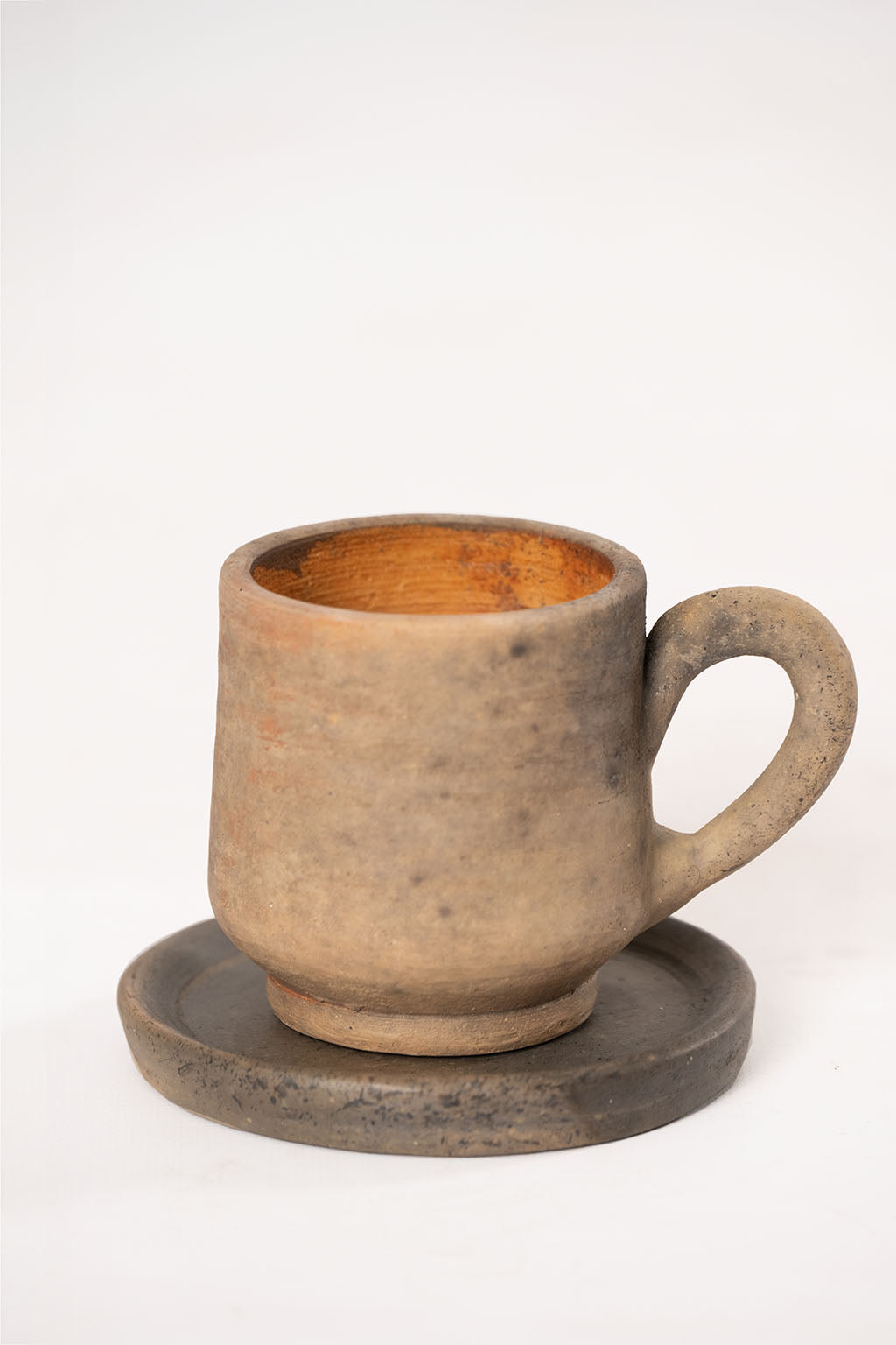 Clay cups with saucer 2 pack