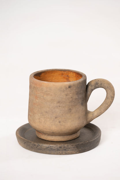 Clay cups with saucer 2 pack