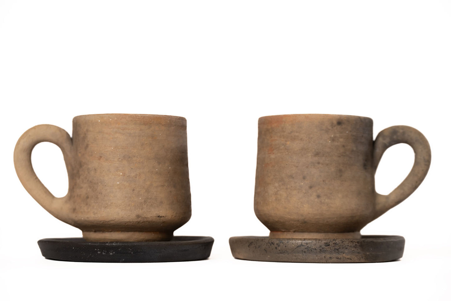 Clay cups with saucer 2 pack